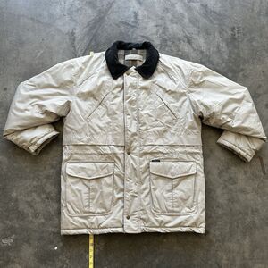 Size L VTG 90s Haggar Clothing Co White Jacket Coat Winter Sherpa Plaid Lined #5